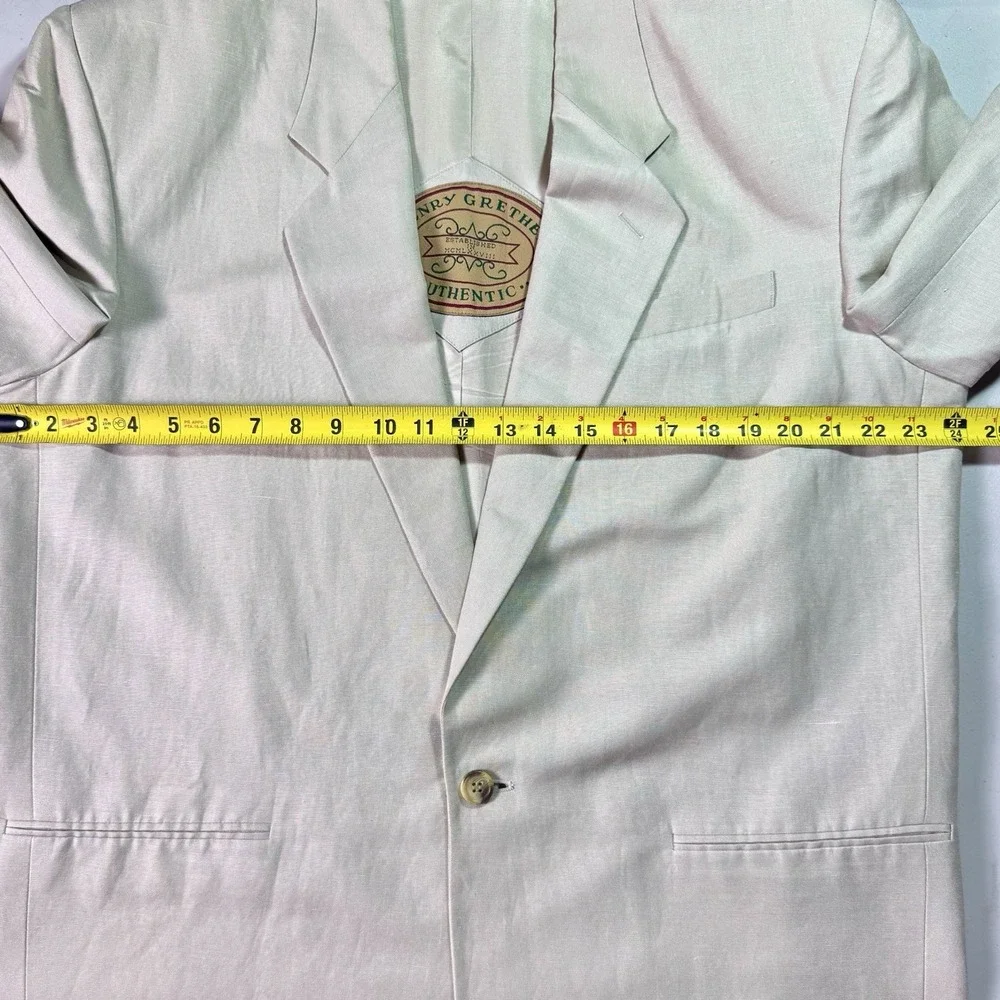 Henry Grethel Context Linen Jacket Mens Large Beige Blazer Sport Coat Vintage‎